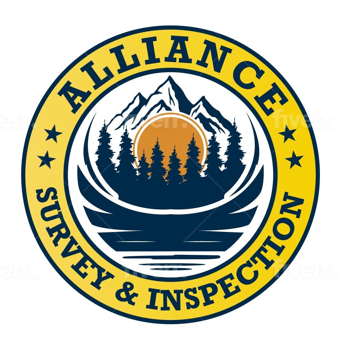 A customized logo for an organization titled 'Alliance Survey & Inspection' with the background consisting of graphics of ...